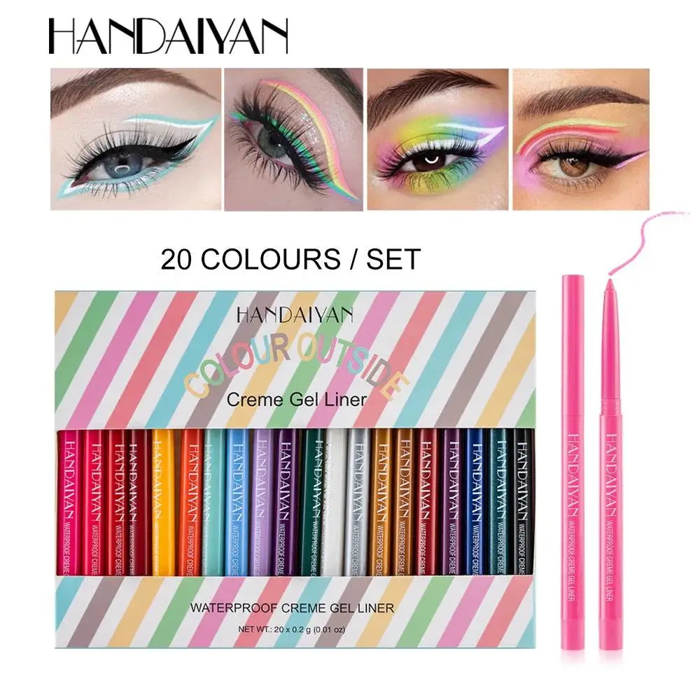 Waterproof Creamy Eyeliner Pencil Set Long Lasting Smooth Gel Professional Eye Makeup Vibrant Colors Kit