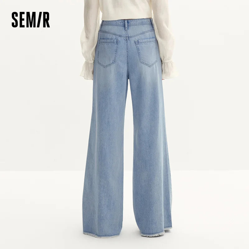 Semir Women Jeans Antibacterial 2026 Cooling Raw Hem Wide Leg Urban Casual Everyday Style Soft Comfortable Daily Wear Trendy