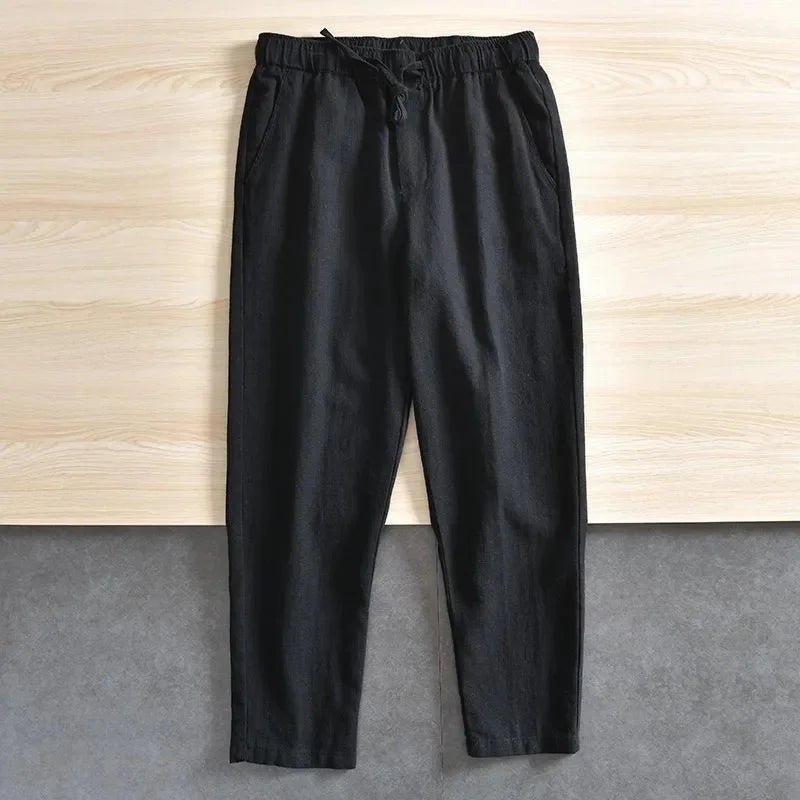 Men's Casual Pants Baggy Streetwear Men Joggers Cotton Linen Sports Trousers Long Straight Pants for Men