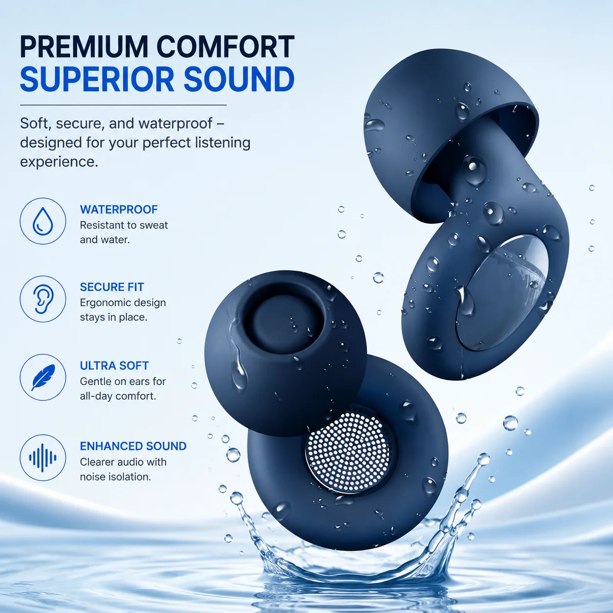 Quiet Ear Plugs for Sleeping Noise Reduction Super Soft Reusable Hearing Protection Anti noise earplugs for Concerts Travel Work