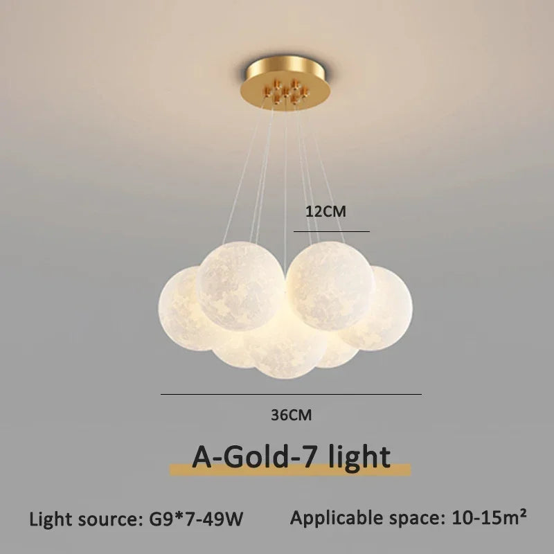 Modern Minimalist LED Ceiling Pendant Lamps Design Cream Ball Chandelier Light Home Decor for Living Dinning Room Bedroom Indoor