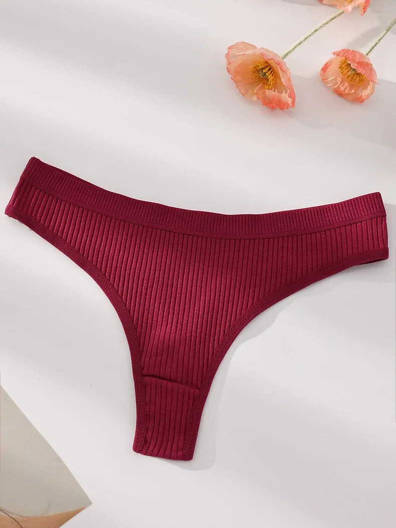 7Pcs Women Cotton Thongs Panties Striped Underwear Sexy Underpants Black Panty Soft G-Strings Plus Size Tanga Female Lingerie
