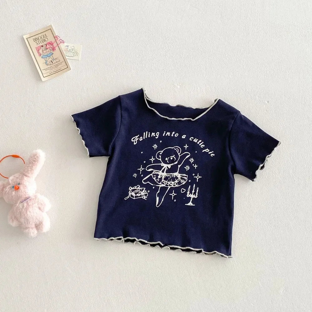 18M-5-year-old Baby Casual Clothes Cute Cartoon Animal Print Short Sleeved T-shirt Boys and Girls Daily Versatile Summer New