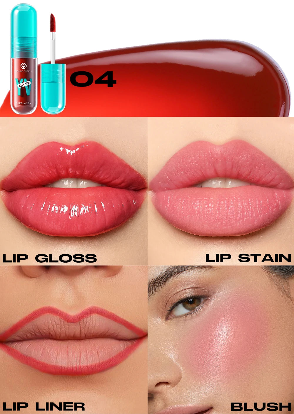 YOUNG VISION 6-Shade Avocado Long-Lasting Moisturizing Lip Stain is lightweight, non-sticky, non-stick cup lip stain