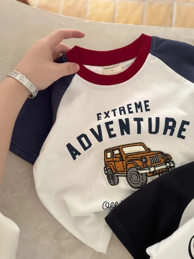 1-6 Age Kids Clothing Summer Short Sleeve Tops Tees Boutique Fashion Children's Clothes Crewneck T-shirt Loose Casual Boy Tshirt