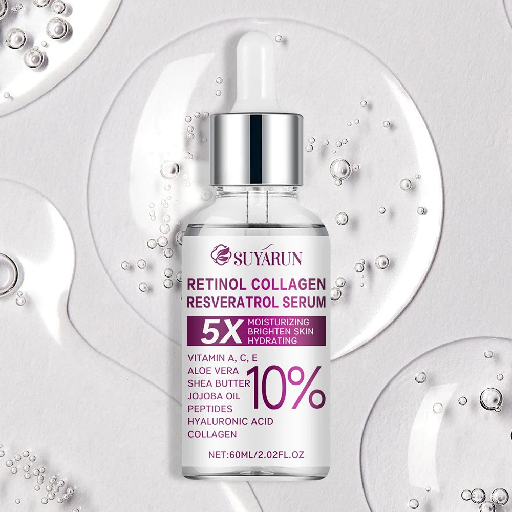 SUYARUN Retinol Resveratrol Facial Serum, Organic Brightening Moisturizer, Reduces Wrinkles & Dark Spots.