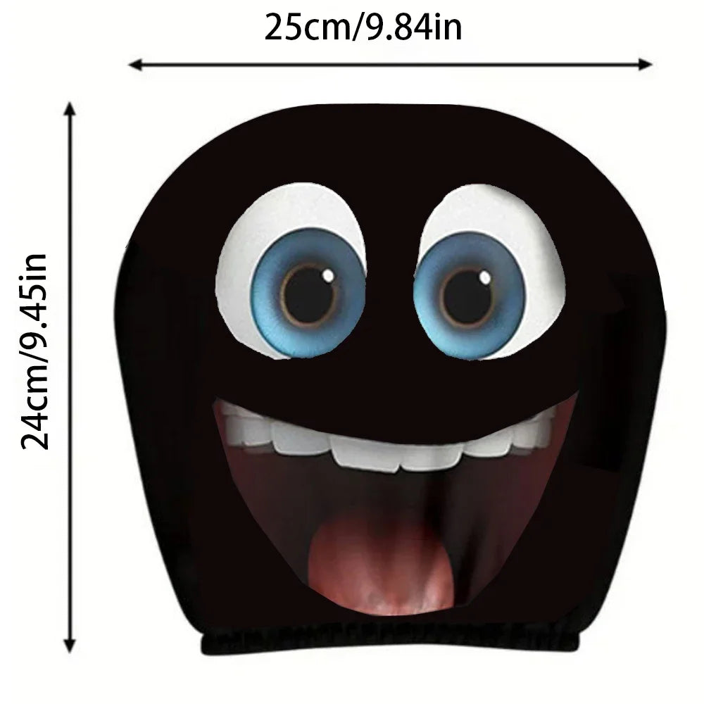 2PCS Double-sided Printed Smiling Face Car Headcase, Cute Fun Car Interior Personalized Decoration