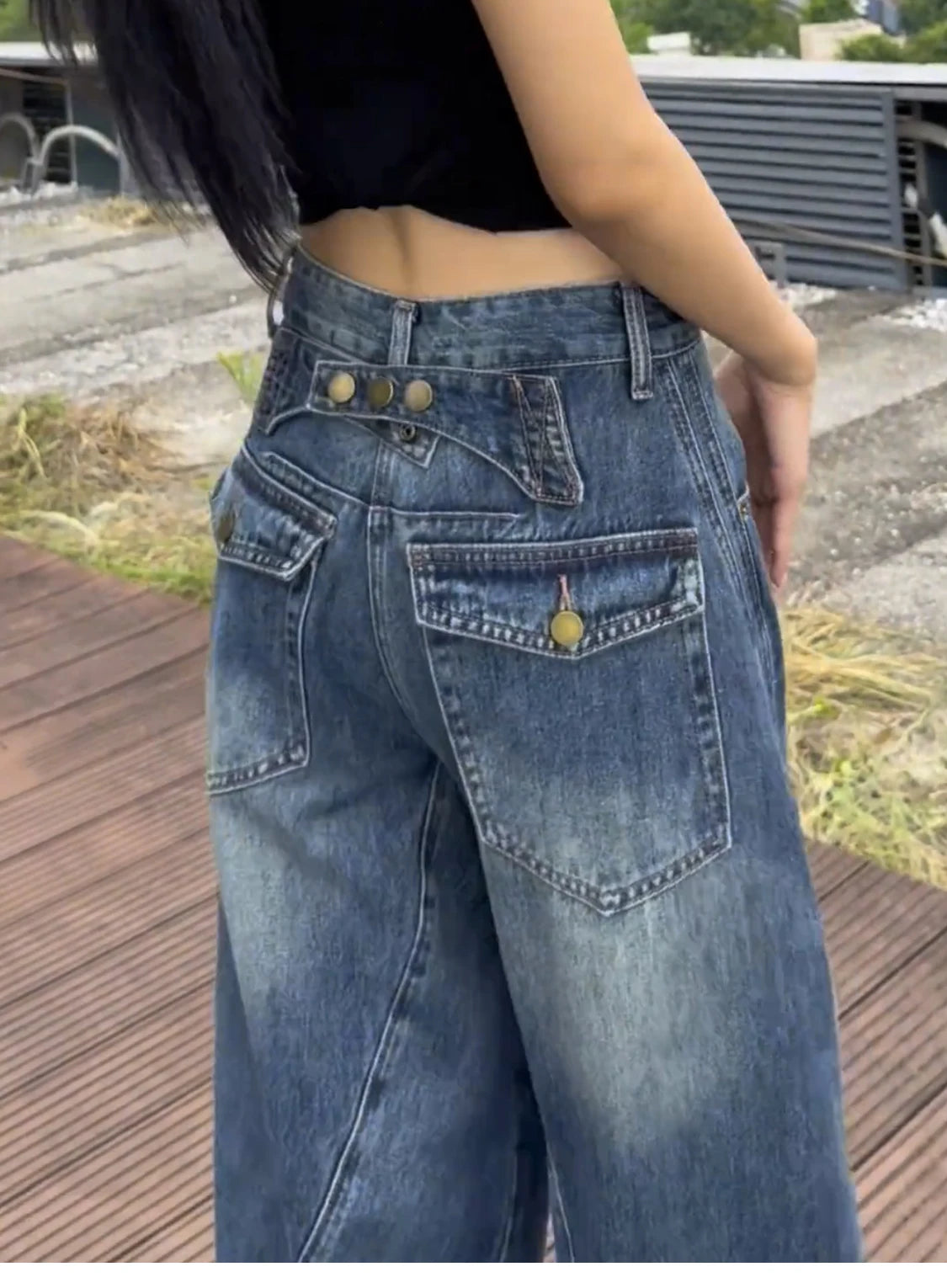 High Waist Wide Leg Jeans Women's Thin Denim Pants Loose Fit Straight Full Length Jeans plus Size Casual Sle