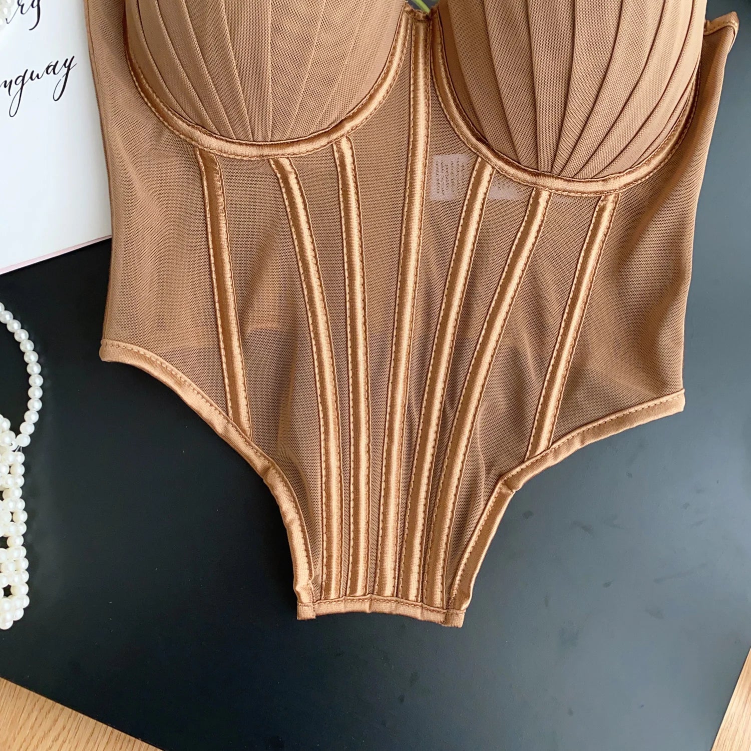 SINGREINY Fashion Solid Corset Lingerie Top Ladies Strap Sheer Mesh Slim Camisole American Retro Backless Beach Sexy Tank Top
