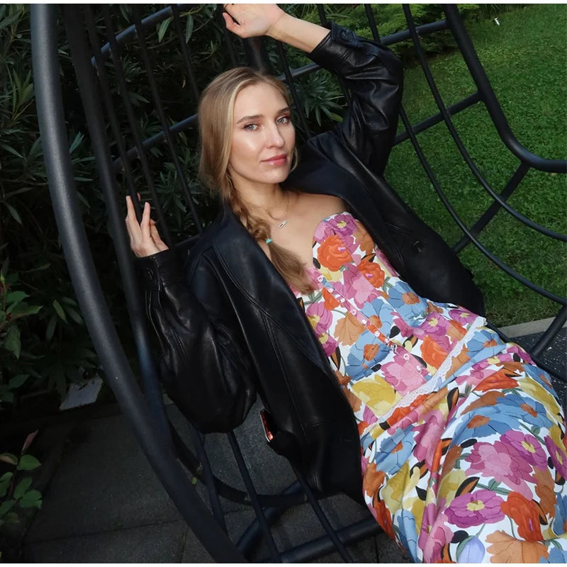 Tropical Floral Print Strapless Corset Top & Mermaid Midi Skirt 2-Piece Set 2026 Summer Chic Bold Women Vacation Date Vestido