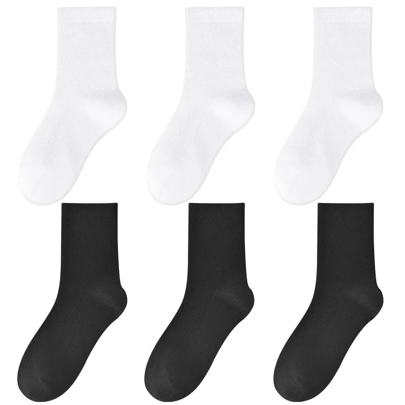 Children's pure cotton seamless socks,mesh thin mid-calf style for summer, suitable for students to wear to school, for sports