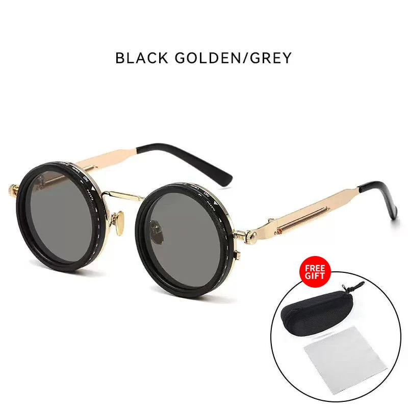 Polarized Round Sunglasses ND9 Adjustable Dimming Sun Glasses Steampunk Men Women Retro Punk Fishing Eyewear Outdoor With Case