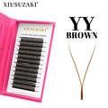XIUSUZAKI YY Shape Black Brown Eyelashes Extensions Two Tips 2D YY False Lashes Natural Premade Volume Fans Individual Lashes