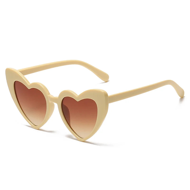 Heart Shaped Sunglasses Women Cat Eye Female Sun Glasses Luxury Brand Retro Love Black Red Eyewear Men Oversize Shade