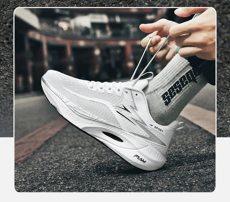 Marathon Men Sports Running Shoes Carbon Board Air Cushion Breathable Lightweight Women's Comfortable Athletic Nonskid Sneakers