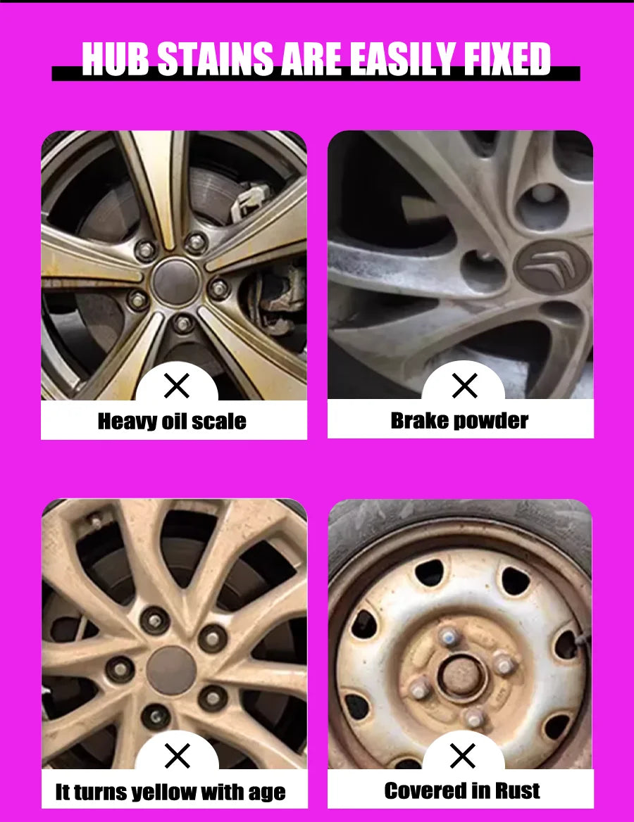 Car Wheels Rim Cleaner Multi Purpose Rust Remover Brake Paint Protect Metal Dust Iron Powder Remover Car Care Chrome Spray