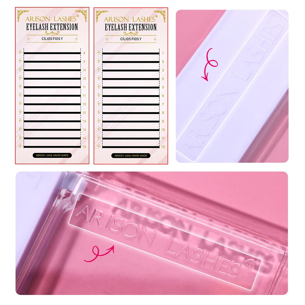 ARISON 3D/4D/5D/6D W-Shape Eyelashes Extension Premade Volume Fans YY-shape Lashes Faux Mink Soft Easy Faning Natural Lash