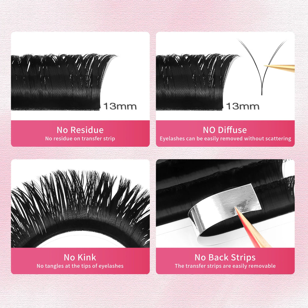 XIUSUZAKI YY Shape Black Brown Eyelashes Extensions Two Tips 2D YY False Lashes Natural Premade Volume Fans Individual Lashes