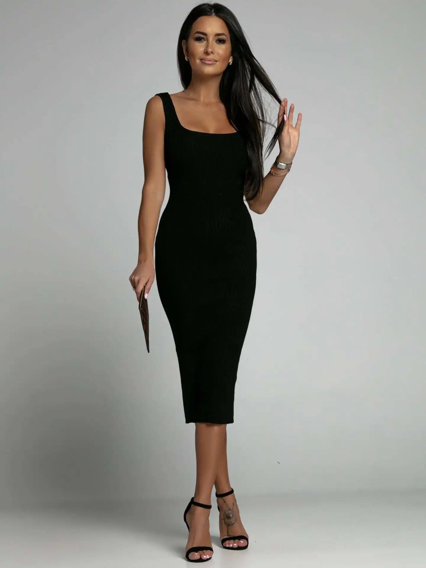 2024 Summer Sexy Women's Dress White Ribbed Bandage Dresses Long Dresses Female Clothing Trendy Fashion Elegant Skinny Ladies