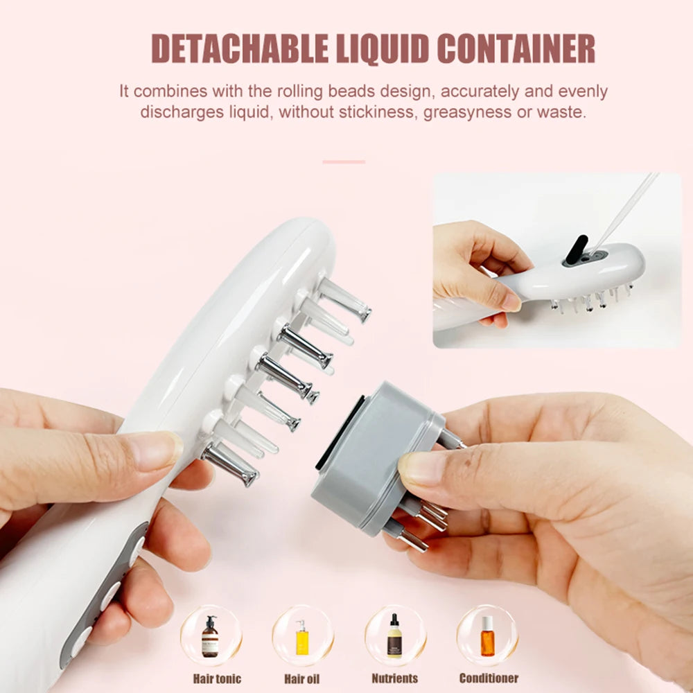 Electric Hair Growth Comb Oil Applicator Red Blue LED Vibration Head Massage Brush Comb EMS Stimulates Scalp Anti-Hair Loss