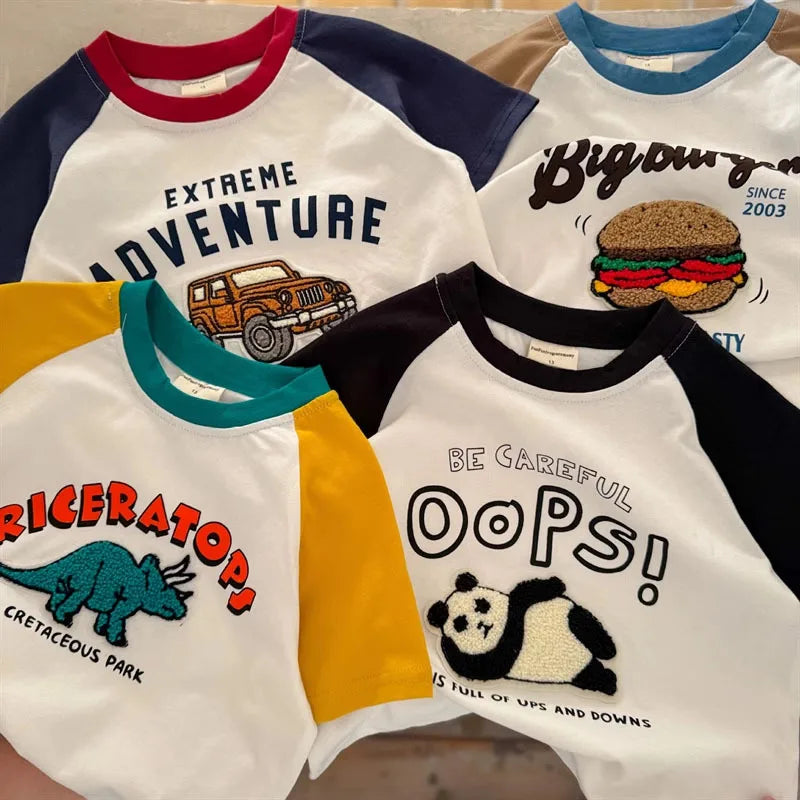 1-6 Age Kids Clothing Summer Short Sleeve Tops Tees Boutique Fashion Children's Clothes Crewneck T-shirt Loose Casual Boy Tshirt