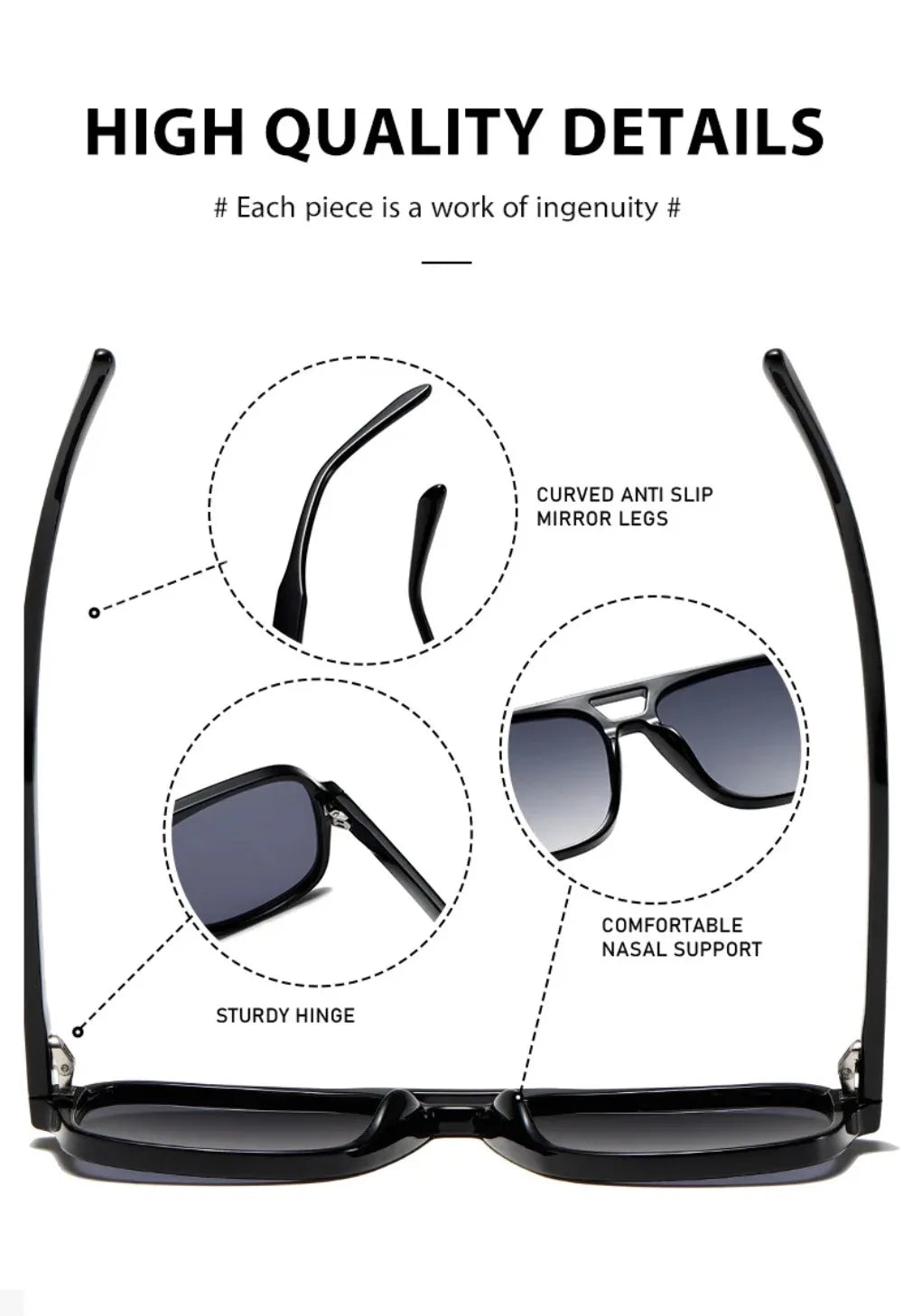 3507 Double Bridge Square Aviator Sunglasses - UV400 Vintage Pilot Style, Retro Classic Sun Glasses for Men Women Unisex 411240