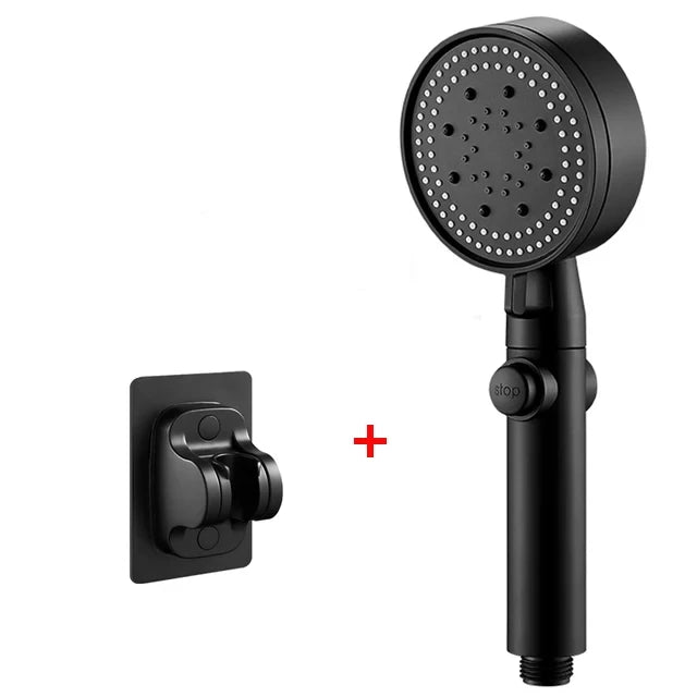High Pressure Shower Head 5 Modes Adjustable Showerheads with Hose Water Saving One-Key Stop Spray Nozzle Bathroom Accessories