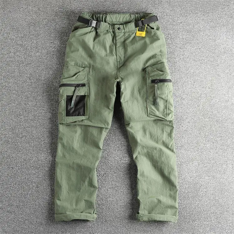 2025 New Japanese Loose Straight Outdoor Paratrooper Assault Pants Men's Functional Pocket Casual Trouser with Belt for Cityboy