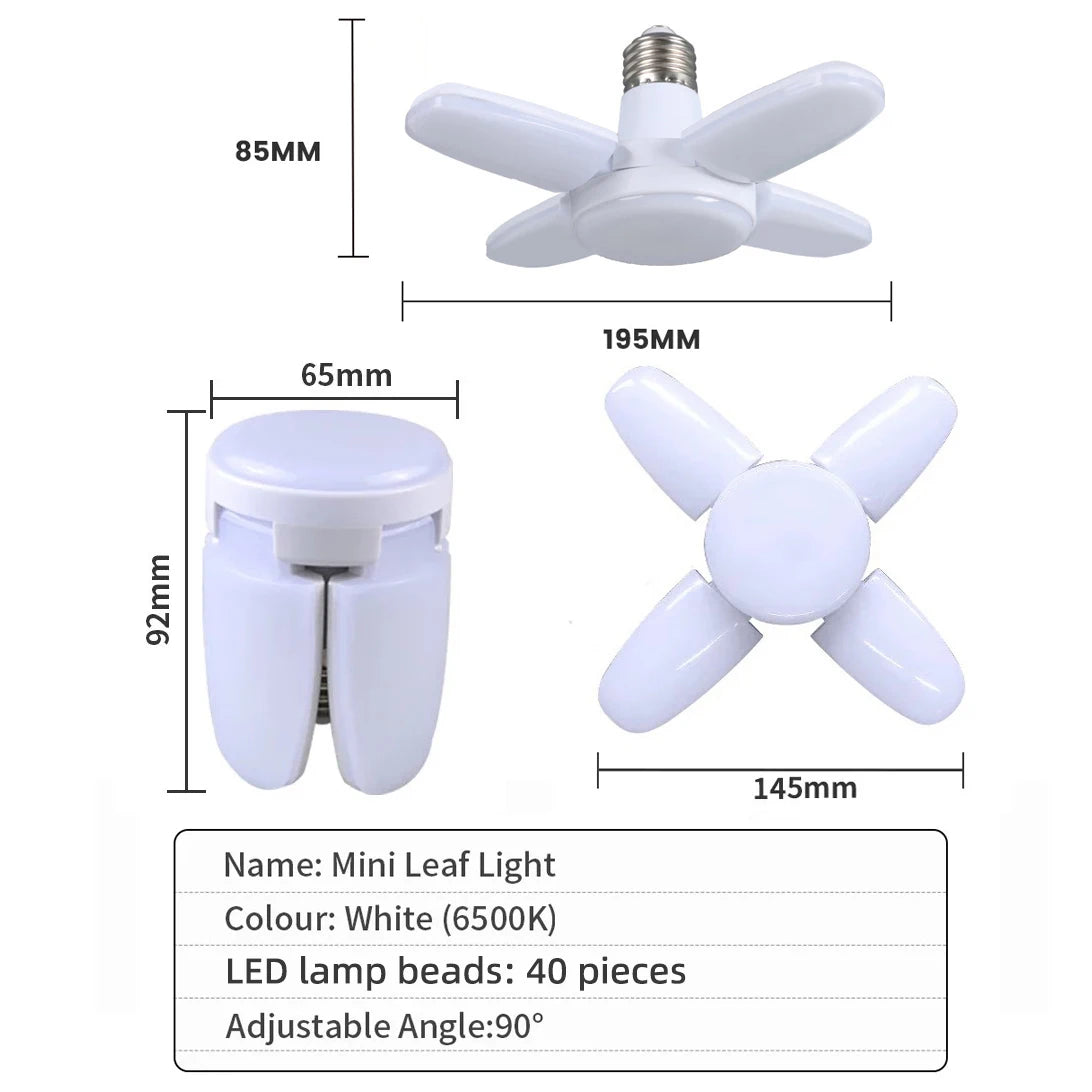 E27 Fan Shape Foldable LED Bulb AC220V/110V Deformation for Home Ceiling Light Warehouse and Garage White Light6500K Bulb