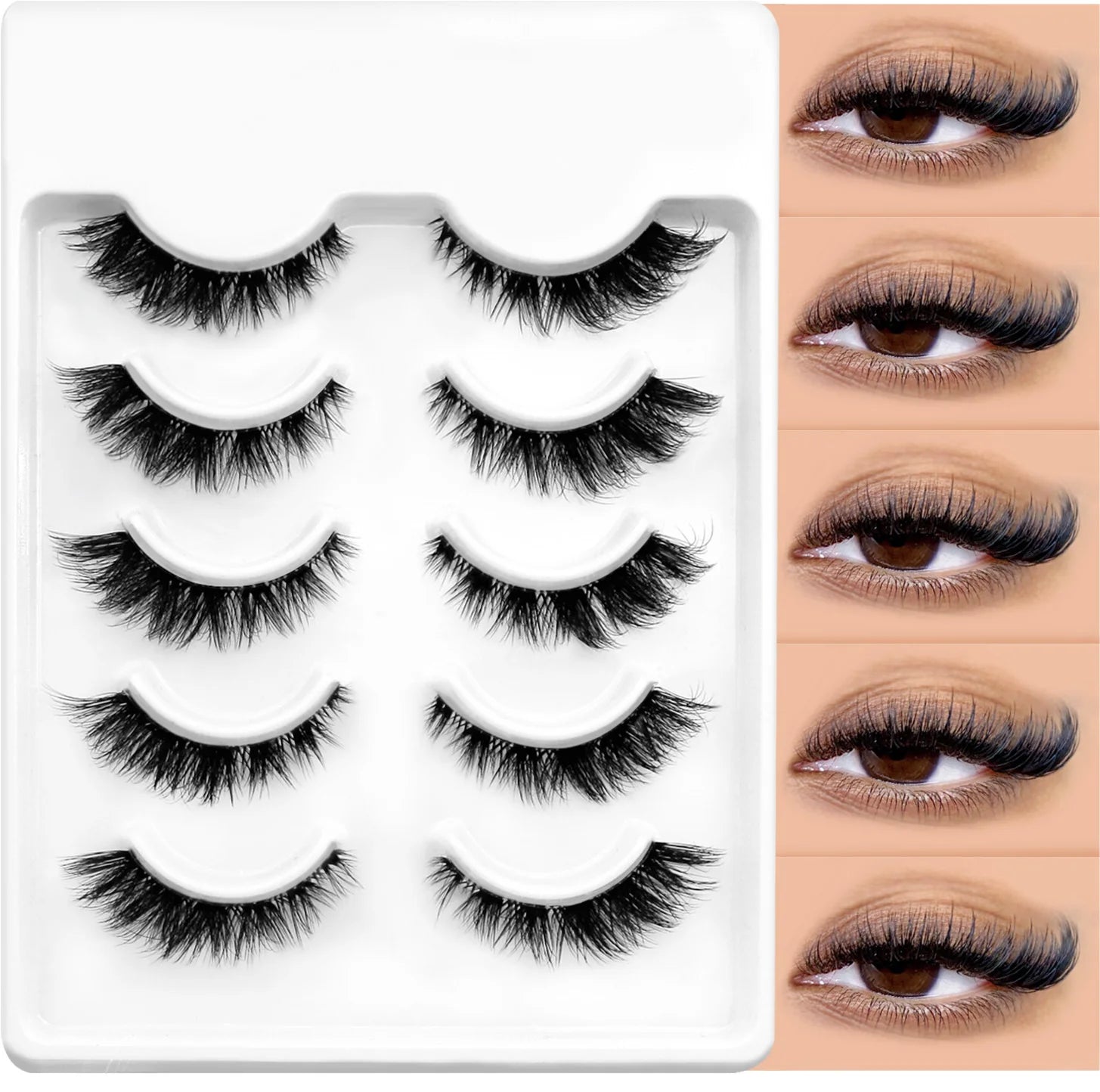 Veltrinay Cat Eye Lashes Soft Natural Faux Mink Eyelashes Fake Lashes Natural Look Wispy Winged End Eye Elongated Makeup