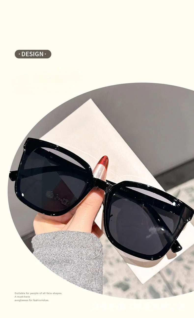 New style temple letter large frame square thin frame high-end sunglasses for women DS-8162