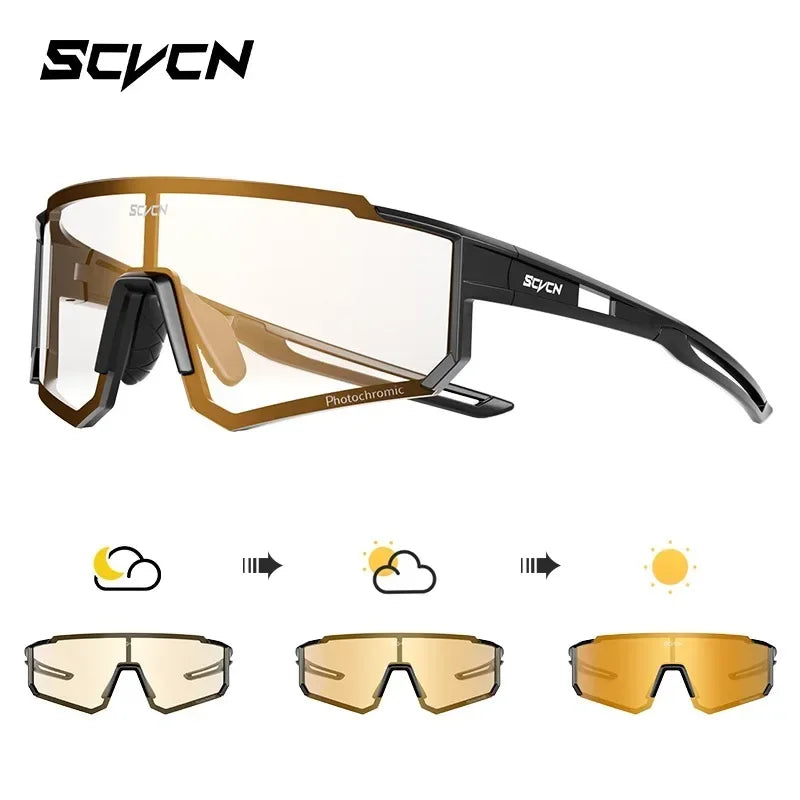 SCVCN Photochromic Hiking Eyewear Cycling Glasses Sports Sunglasses for Women Outdoor Road  MTB Bike Glasses UV400 Men Windproof