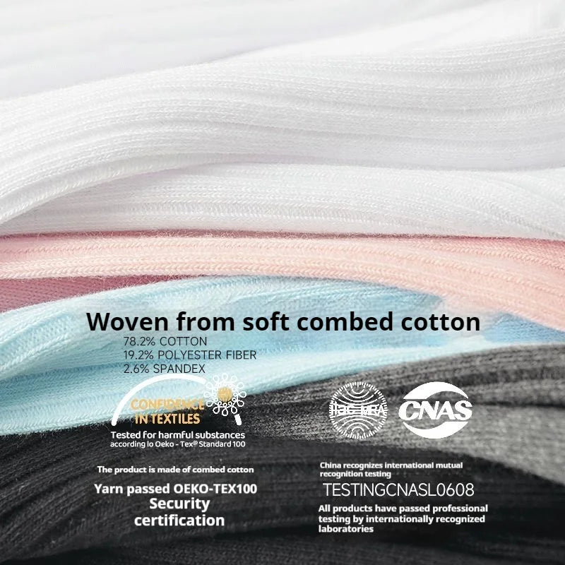 Kids Boys Girls Cotton Socks - Seamless Double Needle Ribbed 2-Stripe, Teens Students All Season School Home Sports Socks