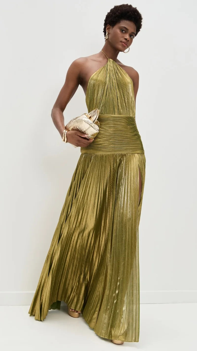 Luxurious Women Corset Party Cocktail Dress Sexy Off Shoulder Halter Folds Slit Guest Celebrity Long Dress Celebrity Prom Gown