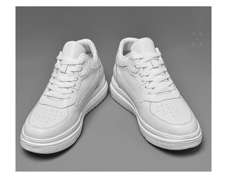 New Invisible Height-increasing Shoes for Men, 6CM-8CM-10CM Sports Shoes,White Leather Sports Shoes for Men,Enlarged Sizes 36-46