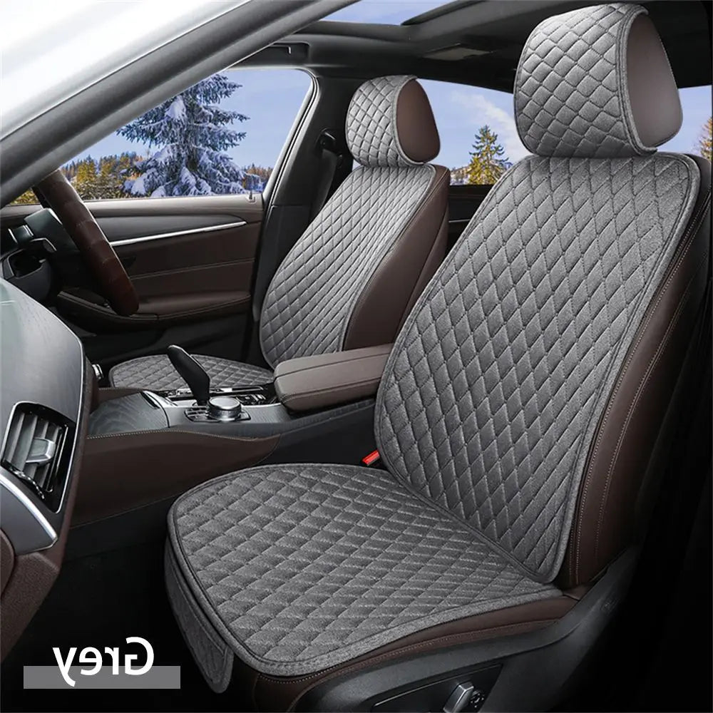 Universal Flax Car Seat Cover Front Rear Cushion Comfortable Breathable Protector Mat Four Season Pad Auto Interior Accessories
