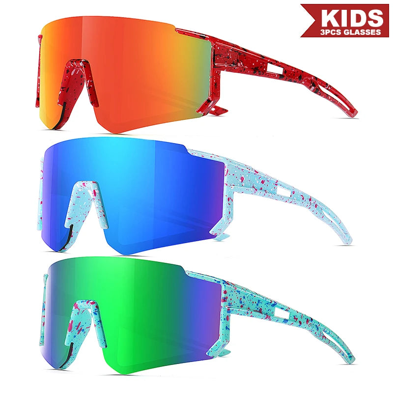 1PCS/3PCS Youth Baseball Sunglasses for Kids - UV400 Protection Lenses for Softball, Cycling & Sports (Boys & Girls)