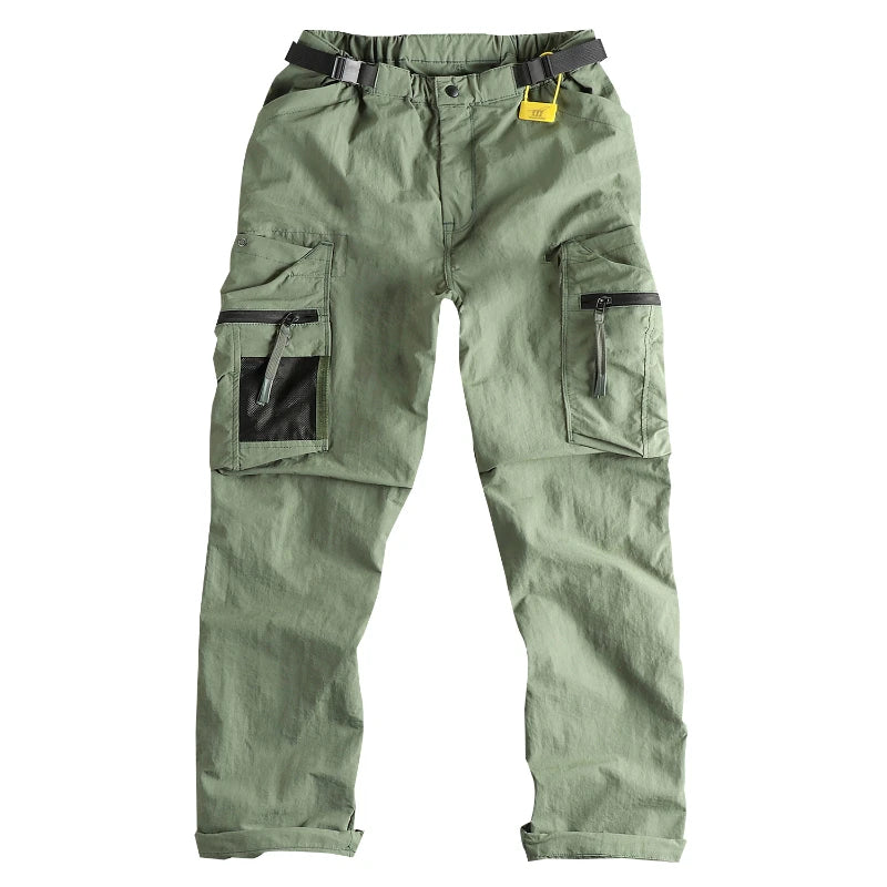 2025 New Japanese Loose Straight Outdoor Paratrooper Assault Pants Men's Functional Pocket Casual Trouser with Belt for Cityboy