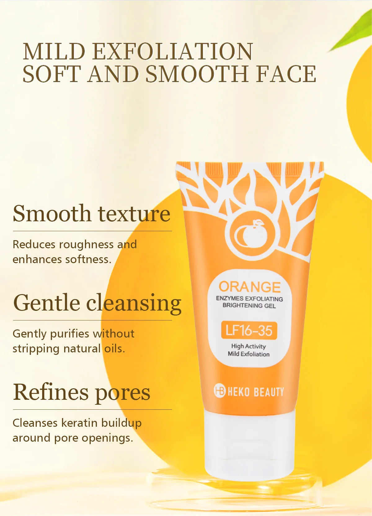 Orange Exfoliating Gel 50g, Exfoliation, Dead, Removal Deeply Cleansing, Long-Lasting,Moisture Cleanses Pores,Safe for Full Body