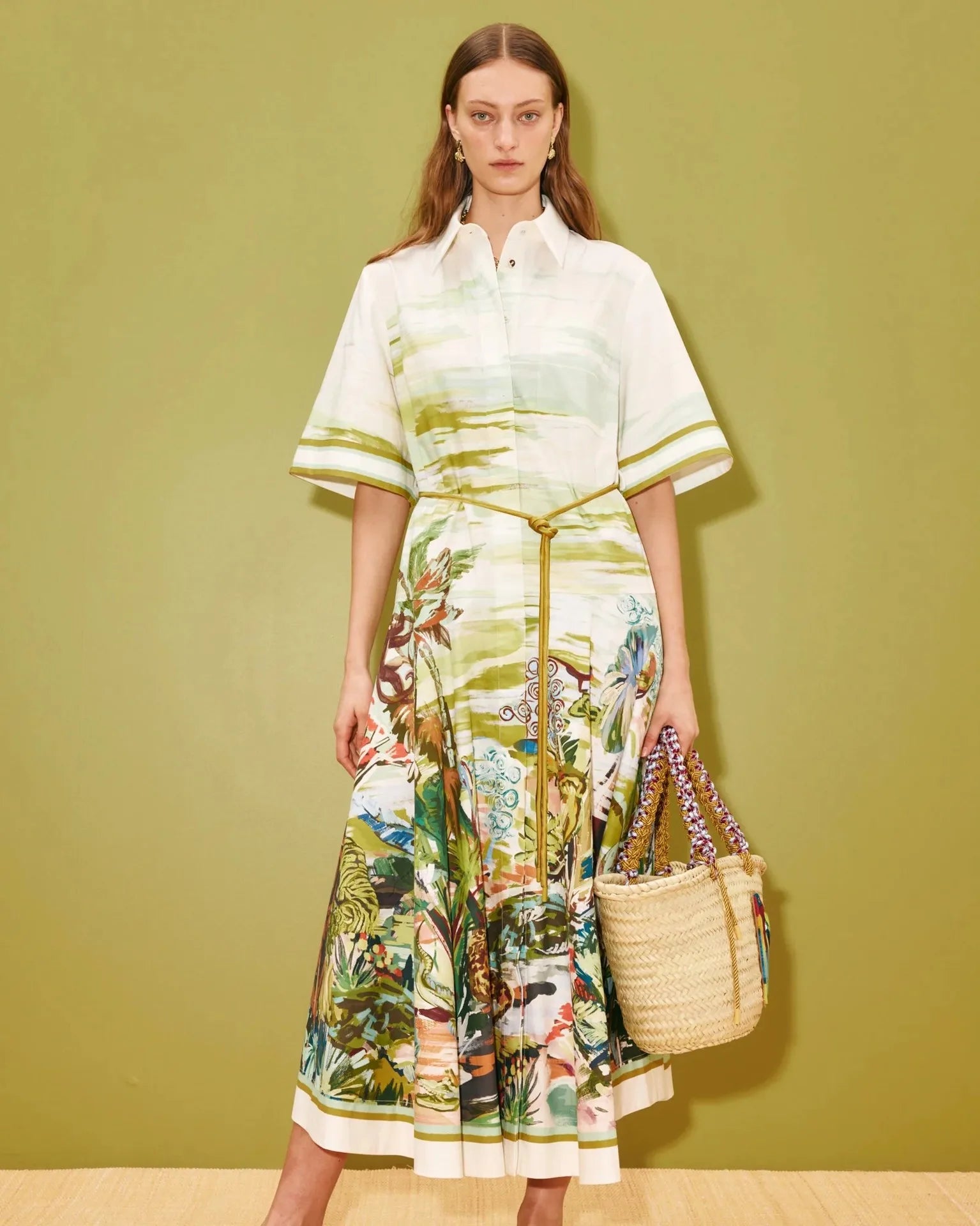 New Casual Fashion Linen Shirt Collar Cardigan Long Dress