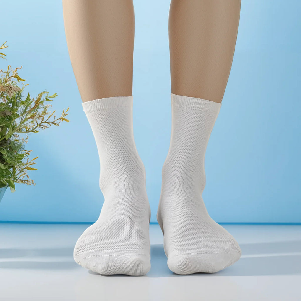 Children's pure cotton seamless socks,mesh thin mid-calf style for summer, suitable for students to wear to school, for sports