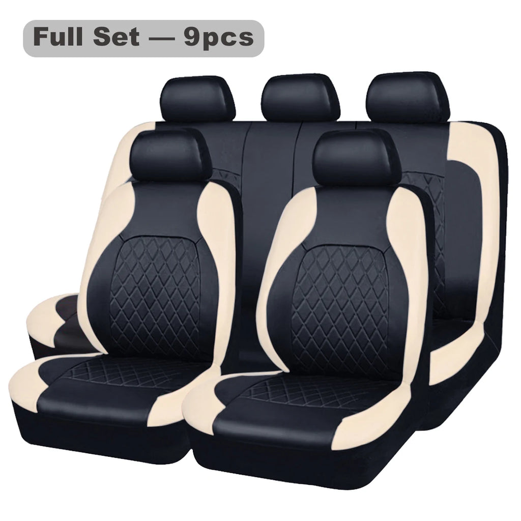 Universal Internal Seat Covers 4PCS All-Season Quilted Faux Leather Car Seat Cover