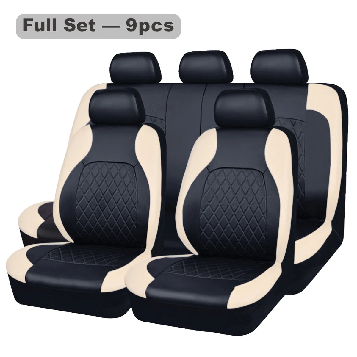 Universal Internal Seat Covers 4PCS All-Season Quilted Faux Leather Car Seat Cover