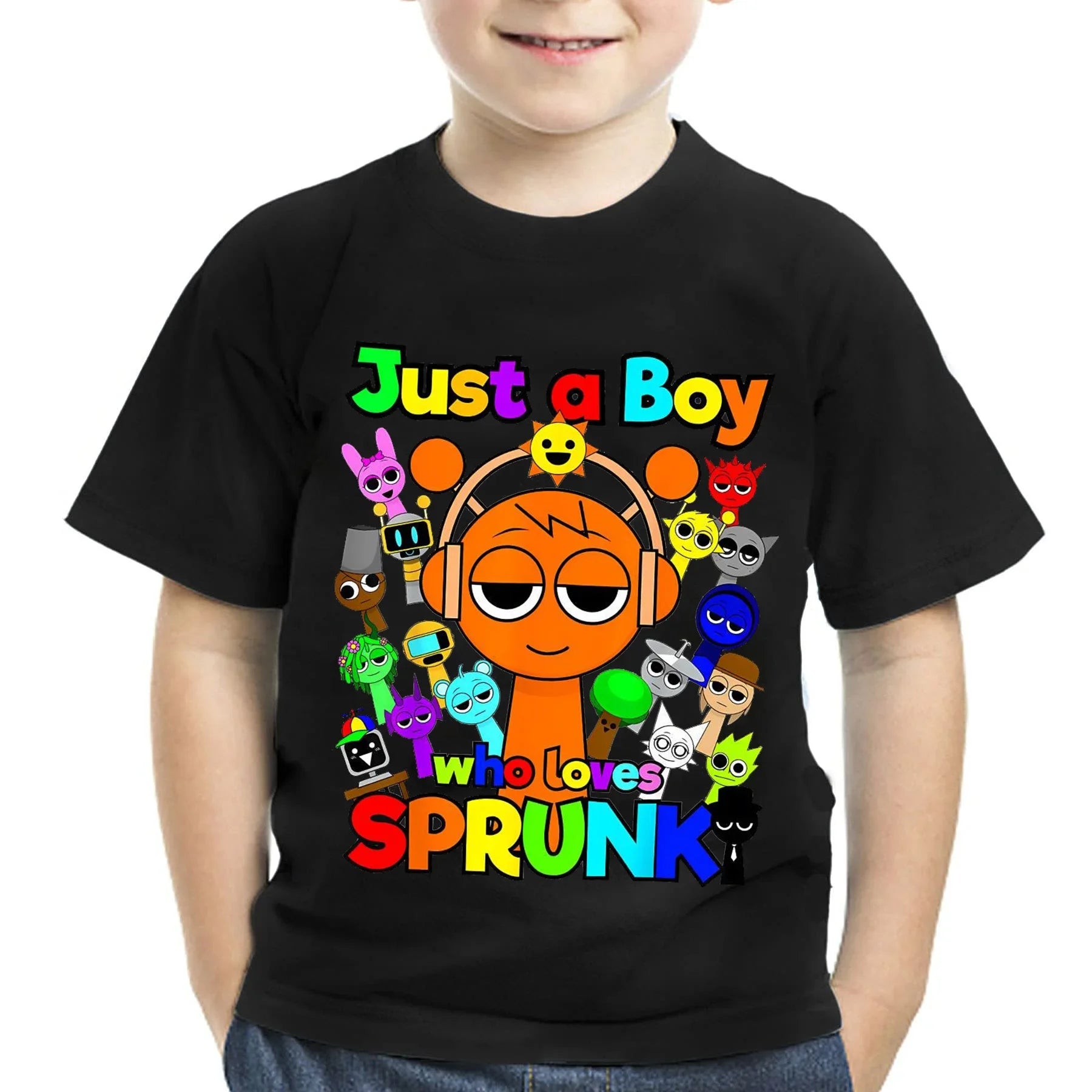 Summer Game Sprunki Incredibox Cartoon Print Cotton Kids T-Shirts Boys Casual Short Sleeve Baby Girls Clothes Children Tee Tops