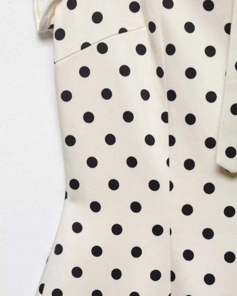 Cut Out Front Bow Tie Mini Dress, Women's Polka Dot Short Sleeve Bodycon Dress, Spring Summer Sexy Fashion Party Dress