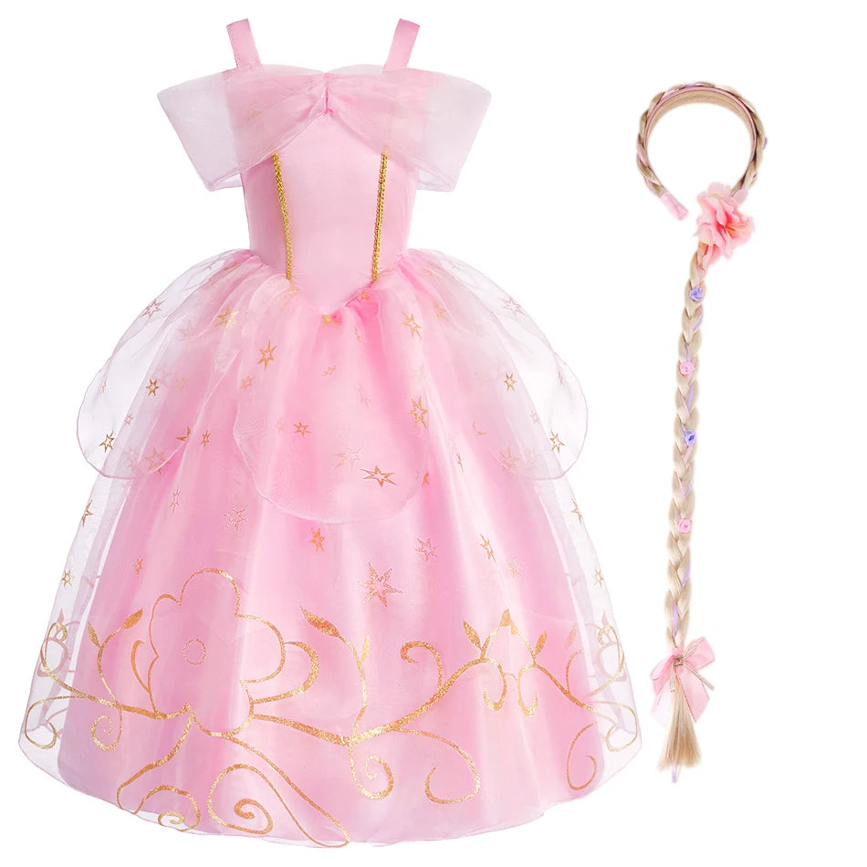 Little Girls Children Sleeveless Pink Dresses Children Summer Clothing Kids Princess Carnival Christmas Luxury Cosplay Dresses
