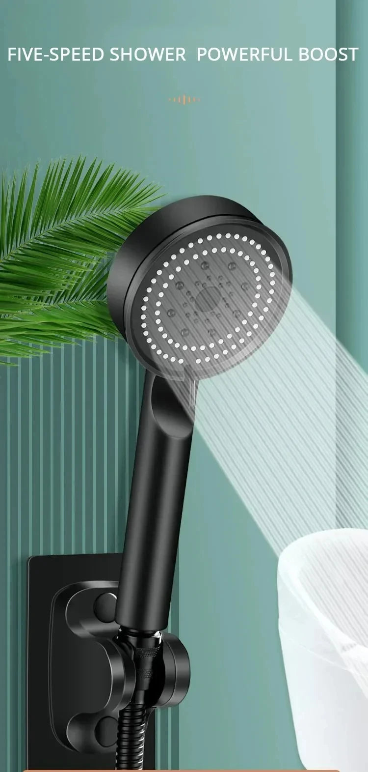 Booster Shower Head 5 Modes Household Adjustable High Pressure Water Massage Shower Head Handheld Spray Shower Bathroom Supplies