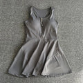 Tennis Skirt Casual Half Zipper Sports Fitness Dress Anti-Running High Waist Slim Golf Yoga Dress