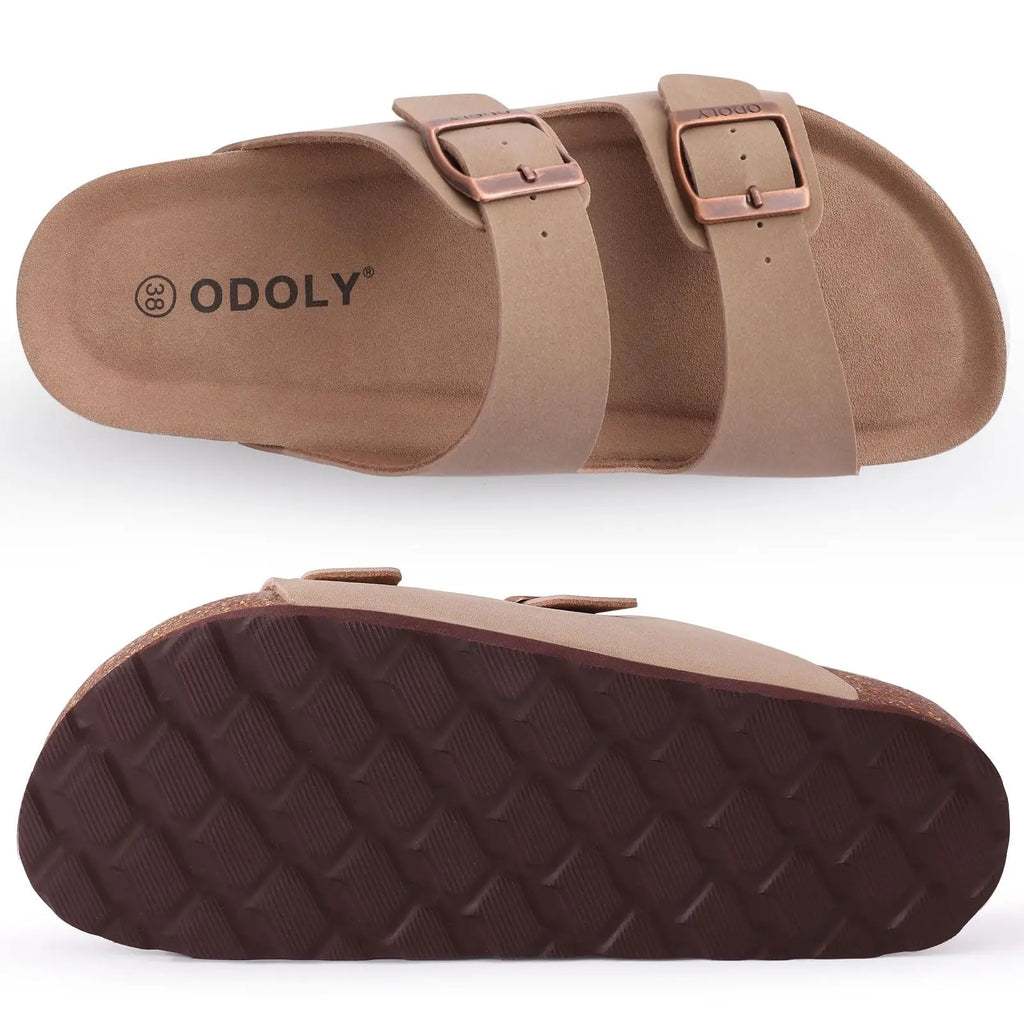 Bebealy Women's Cork Footbed Slide Men Sandal Summer Outdoor Sandals With Adjustable Buckle Beach Sandals Vacation Pool Sandals