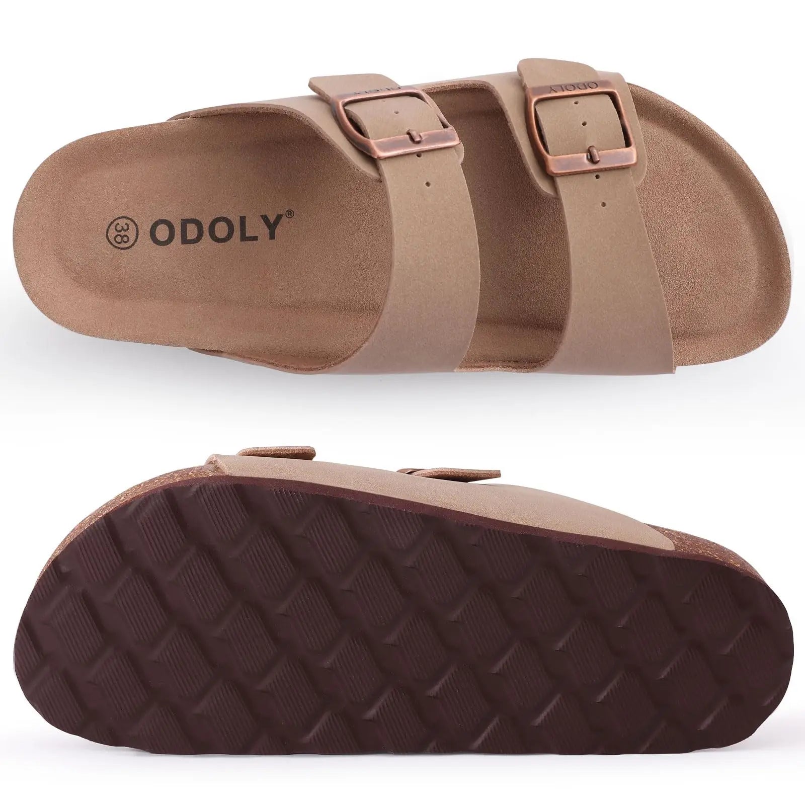 Bebealy Women's Cork Footbed Slide Men Sandal Summer Outdoor Sandals With Adjustable Buckle Beach Sandals Vacation Pool Sandals